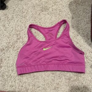 Nike Women's Purple Sports Bra with Lime Accents